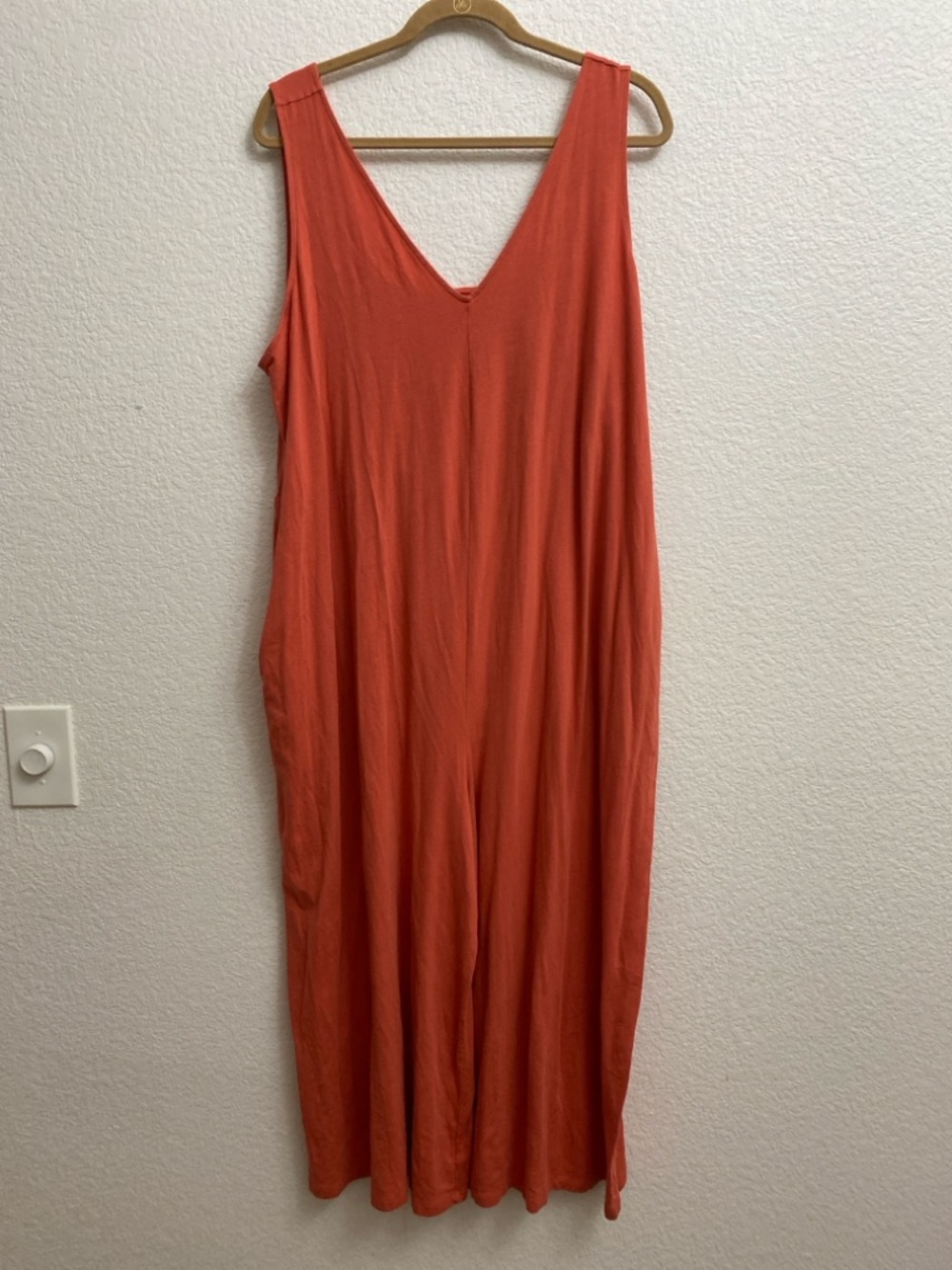 AnyBody 2XP Coral Orange Sleeveless Wide Leg Jumpsuit Plus Size